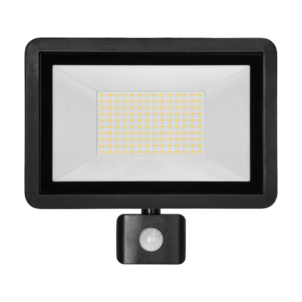 FARO LED, floodlight with PIR motion sensor, 100W, 8000lm, IP44, 4000K, aluminium + glass